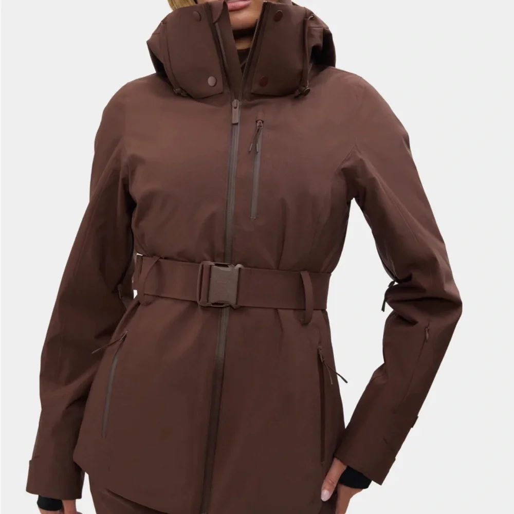 Halfdays Aston Brown Ski Jacket with Belted Waist - Size Small - Picture 3 of 5